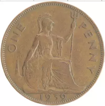 Монета пенни Англии 1939 года Бронза Георг VI