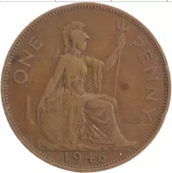 Монета пенни Англии 1946 года Бронза Георг VI