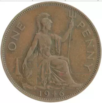 Монета пенни Англии 1946 года Бронза Георг VI