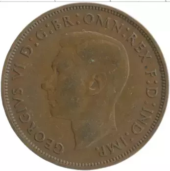Монета пенни Англии 1946 года Бронза Георг VI