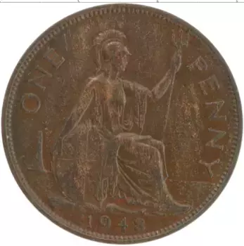 Монета пенни Англии 1948 года Бронза Георг VI