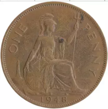 Монета пенни Англии 1948 года Бронза Георг VI