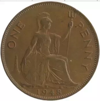 Монета пенни Англии 1948 года Бронза Георг VI