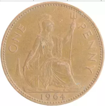 Монета пенни Англии 1964 года Бронза Елизавета II