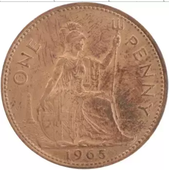 Монета пенни Англии 1965 года Бронза Елизавета II
