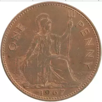 Монета пенни Англии 1967 года Бронза Елизавета II