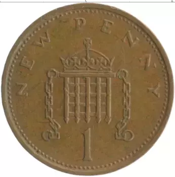 Монета пенни Англии 1974 года Бронза