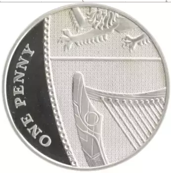 Монета пенни Англии 2010 года Серебро Елизавета II
