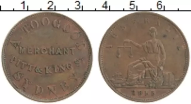 Монета пенни Австралии 1855 года Медь Токен