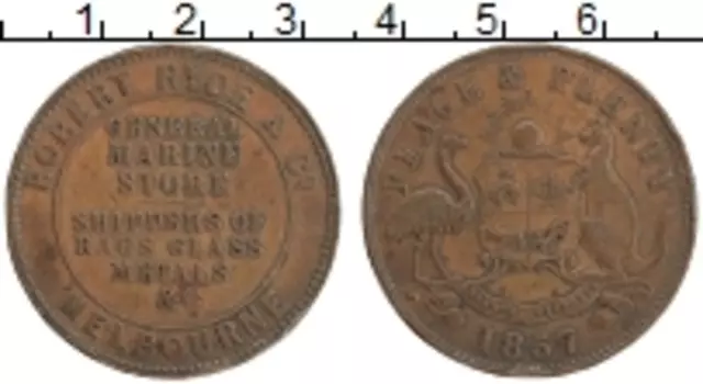 Монета пенни Австралии 1857 года Медь Токен