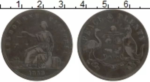Монета пенни Австралии 1858 года Медь Токен