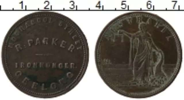 Монета пенни Австралии 1862 года Медь Токен