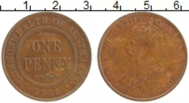 Монета пенни Австралии 1926 года Бронза Георг V