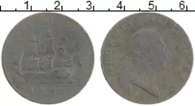 Монета пенни Бермудских островов 1793 года Медь Корабль
