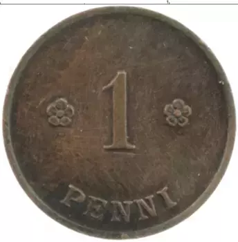 Монета пенни Финляндии 1920 года Медь