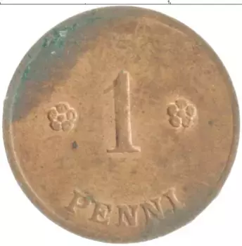 Монета пенни Финляндии 1921 года Медь
