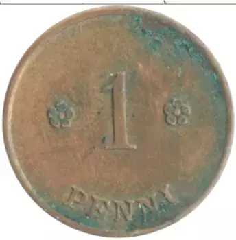 Монета пенни Финляндии 1922 года Медь