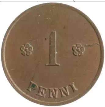 Монета пенни Финляндии 1923 года Медь