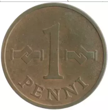 Монета пенни Финляндии 1963 года Медь