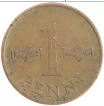 Монета пенни Финляндии 1964 года Медь