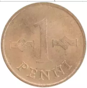 Монета пенни Финляндии 1965 года Бронза