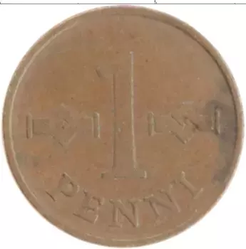 Монета пенни Финляндии 1969 года Медь