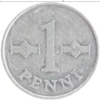 Монета пенни Финляндии 1973 года Алюминий