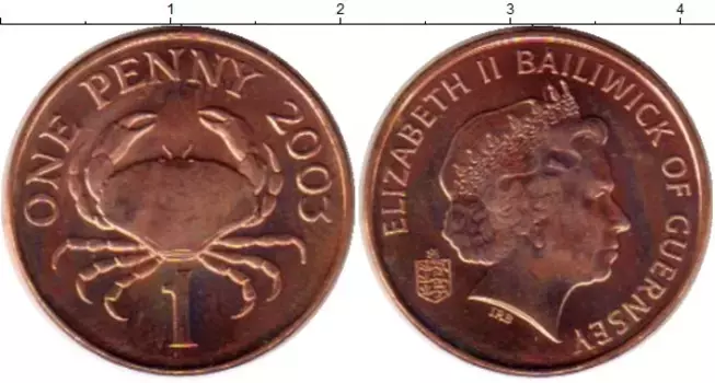 Монета пенни Гернси 2003 года Бронза Елизавета II
