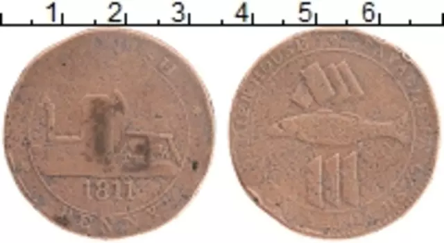 Монета пенни Ирландии 1811 года Медь Токен