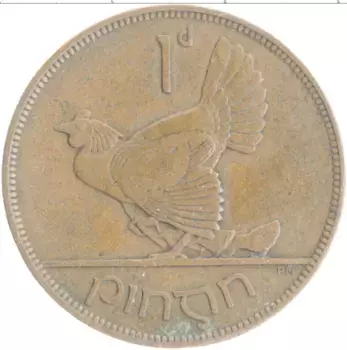 Монета пенни Ирландии 1928 года Бронза