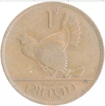 Монета пенни Ирландии 1928 года Бронза