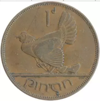 Монета пенни Ирландии 1928 года Бронза