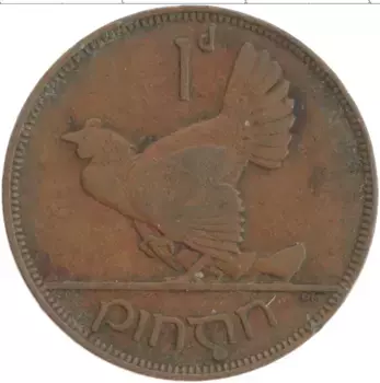 Монета пенни Ирландии 1933 года Бронза