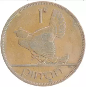 Монета пенни Ирландии 1933 года Бронза
