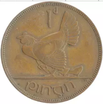 Монета пенни Ирландии 1937 года Бронза