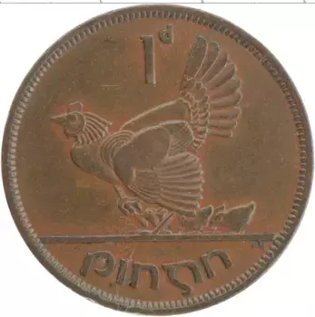 Монета пенни Ирландии 1941 года Бронза Курица с цыплятами