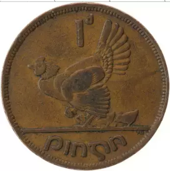 Монета пенни Ирландии 1942 года Бронза