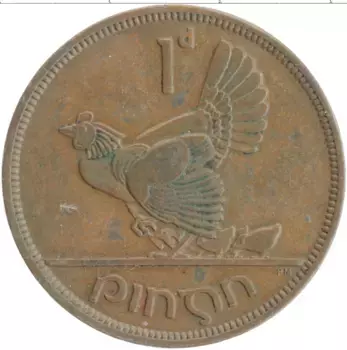 Монета пенни Ирландии 1948 года Бронза