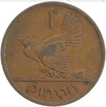Монета пенни Ирландии 1949 года Бронза