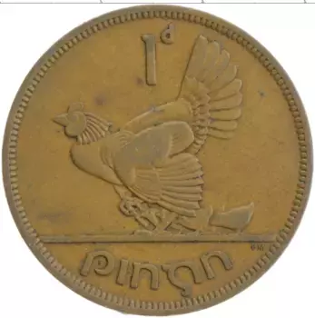 Монета пенни Ирландии 1949 года Бронза