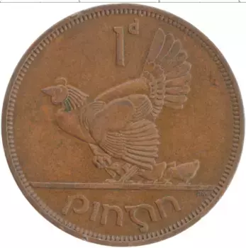 Монета пенни Ирландии 1952 года Бронза