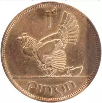 Монета пенни Ирландии 1963 года Бронза