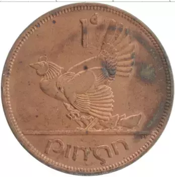 Монета пенни Ирландии 1965 года Бронза
