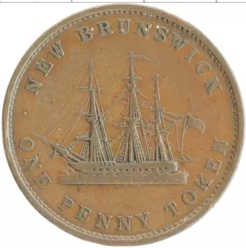Монета пенни Нью-Брансуика 1843 года Медь Виктория