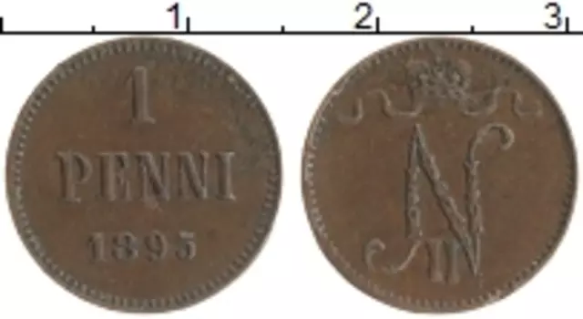 Монета пенни Николая 2 1895 года Медь