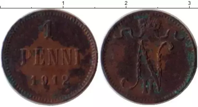 Монета пенни Николая 2 1912 года Медь