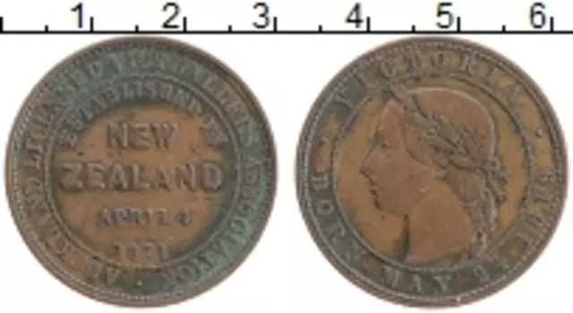 Монета пенни Новой Зеландии 1871 года Медь Токен