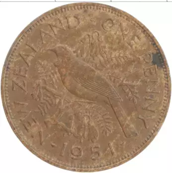Монета пенни Новой Зеландии 1951 года Бронза Георг VI