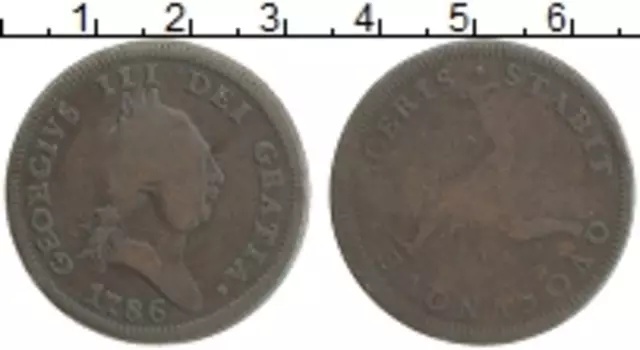 Монета пенни Острова Мэн 1786 года Медь Георг III