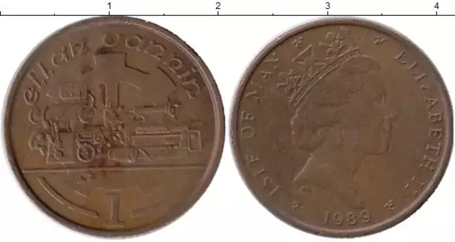 Монета пенни Острова Мэн 1989 года Бронза Елизавета II